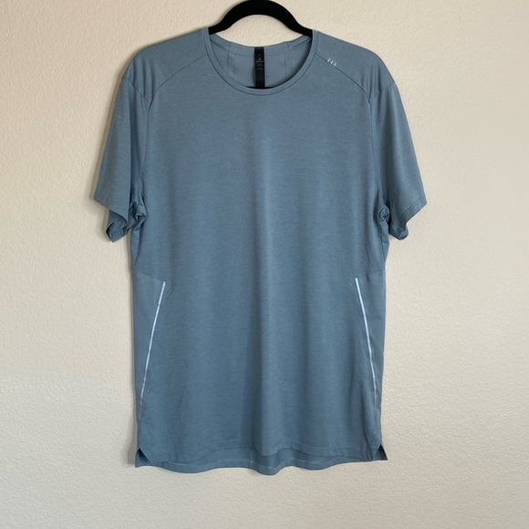 Lululemon tech pique shirt top men’s short sleeve size large blue - Picture 1 of 4